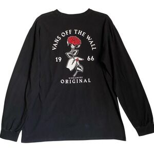 Vans Long Sleeve Top T-Shirt Graphic Print M Black Crewneck Skating Casual